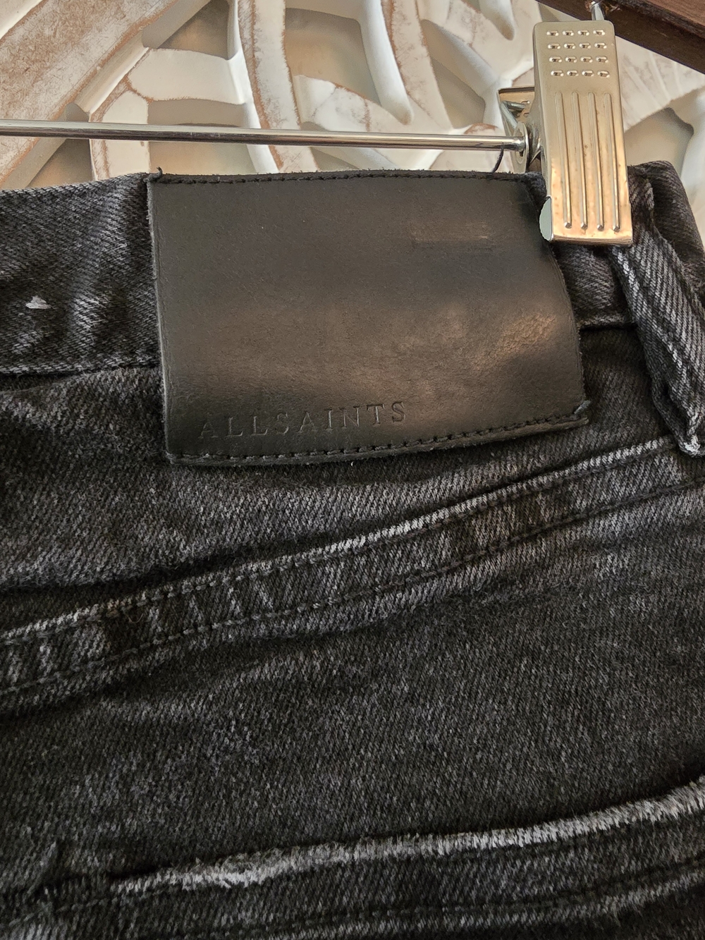 Allsaints Cigarette Black Skinny Jeans Button Fly Stretch Men's 28 - Picture 7 of 8